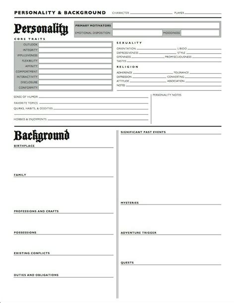 Character Profile And Background Sheet Character Sheet Writing Book