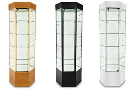 Two shelves behind the door are made of glass. Glass Showcases | Countertop, Floor-Standing & Tower Style ...