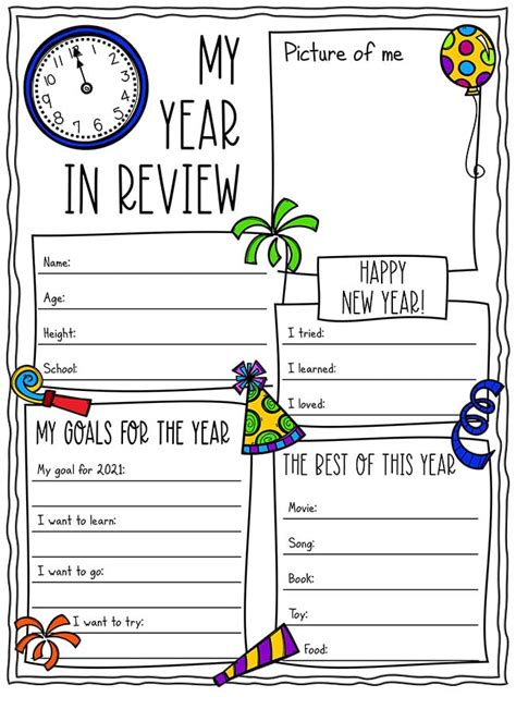 New Year's Worksheets Free Printable