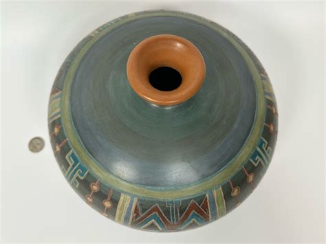 Handmade Signed Seminario Behar Urubamba Cusco Peru Pottery Vase W X H