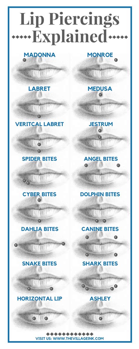 types of lip piercings chart