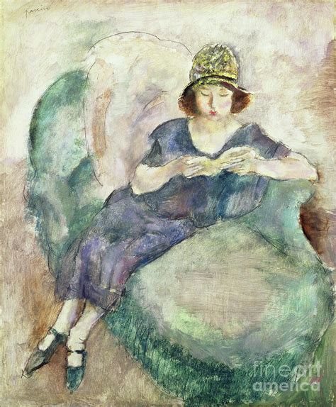 Girl In Blue Reading On A Sofa 1926 27 Painting By Jules Pascin Fine