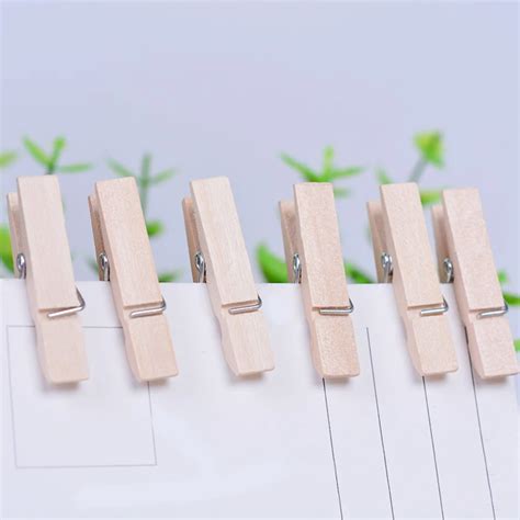 50 Pcs Natural Mini Spring Wood Clips Clothes Photo Paper Peg Pin