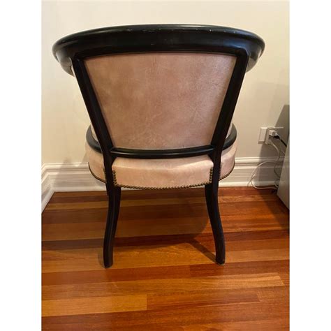 Vintage Art Deco Mid Century Pink Leather Accent Chair By Hickory