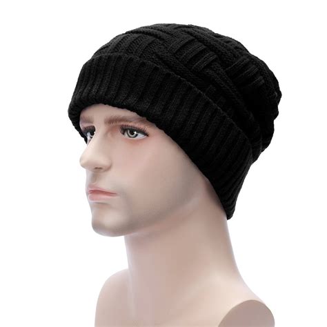Mens Winter Warm Knitting Hats Wool Baggy Slouchy Beanie Hat Skull Cap