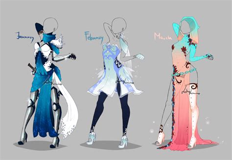 Outfit Design Months 1 By Lotuslumino On Deviantart Anime