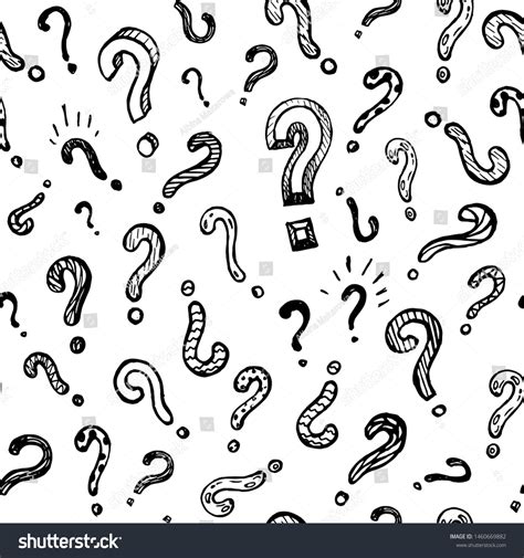 Seamless Pattern Hand Drawn Question Marks Stock Vector Royalty Free