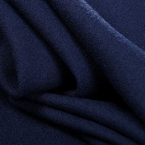 Navy Blue Silk Wool Fabric Wool Crepe Solid Color Fashion Etsy