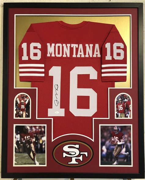 Joe Montana Signed Jersey Framed Red Custom Jsa Coa Authentic