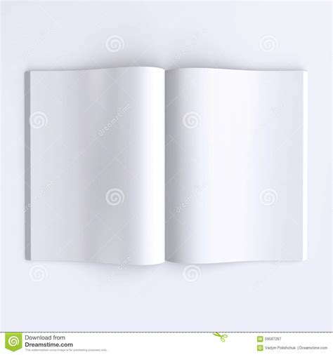 Template Blank Pages Of An Open Journal Newspapers Or Books Stock