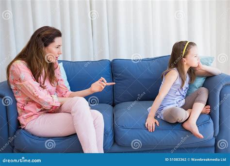 Mother Scolding Her Naughty Daughter Stock Photo Image Of Clothing Family