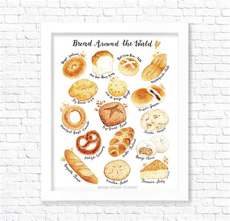 Bread Around The World Fine Art Print Food Poster Kitchen Etsy Uk