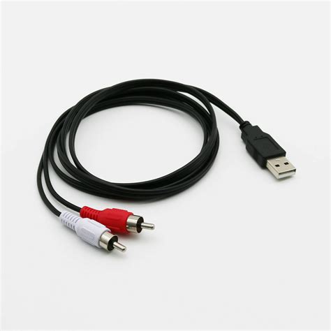 15m Usb A Male To 2x Rca Phono Male Av Cable Lead Pc Tv Aux Audio