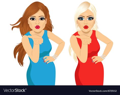 Two Beautiful Women Blowing Kiss Royalty Free Vector Image