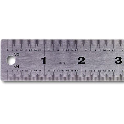 Ruler Stainless Steel Inch 32nd64th W Non Skid Corkrubber Back