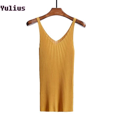 Sexy Womens Tank Top Sleeveless Women V Neck Knitted Vest Blouse 2019