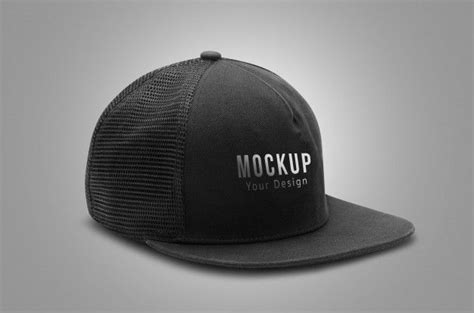 Download Black Snapback Cap Mockup Template | Black snapback ...