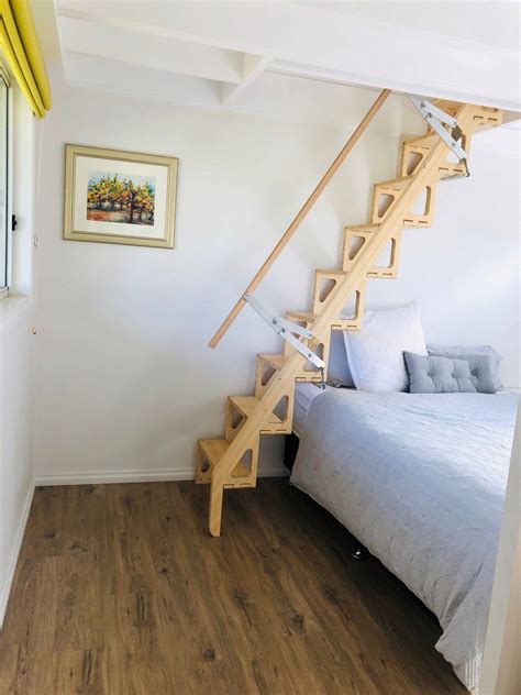 Wooden Retractable Stair Bcompact Hybrid Stair By Bcompact Home