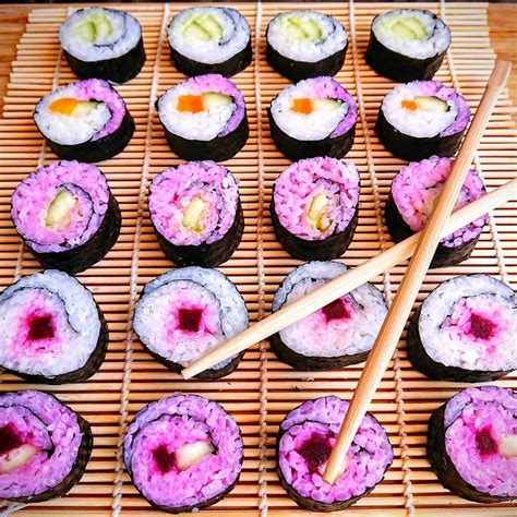 Pink Sushi Coloured With Beetroot