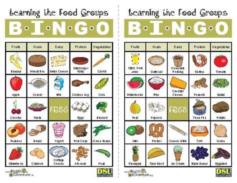 This Health Edventure Bingo Game Is A Fun Way To Learn The Five Food