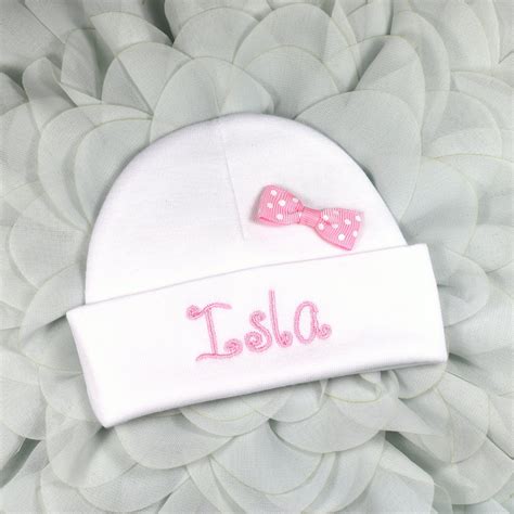 Personalized baby girl hat with bow micro preemie / preemie | Etsy