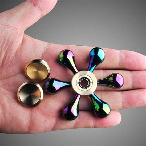 buy heavy metal removable six sided fidget spinner hand spinner brass metal for anti relieve
