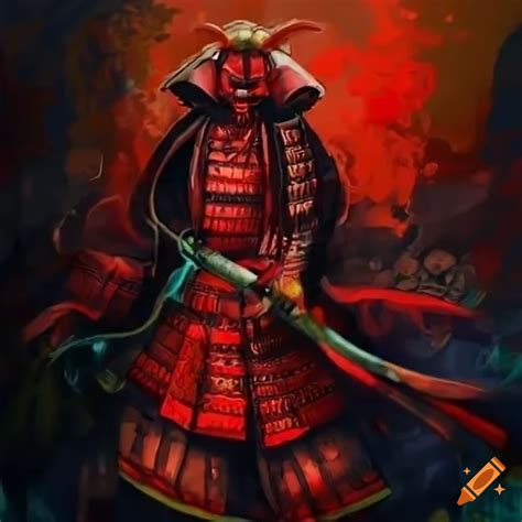 Red Samurai Anime Artwork On Craiyon