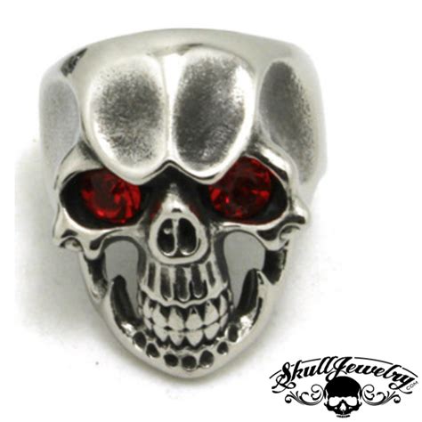 Ruby Tuesday Skull Ring With Red Gem Stone Eyes 246 Skulljewelry