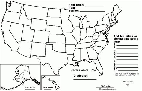 Blank State Map Quiz Printable Map