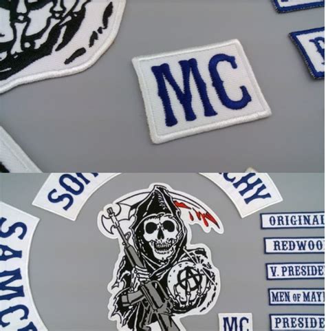 Sons Of Anarchy Patch Blue Twill Style Biker Mc For Clothes Back Full Size
