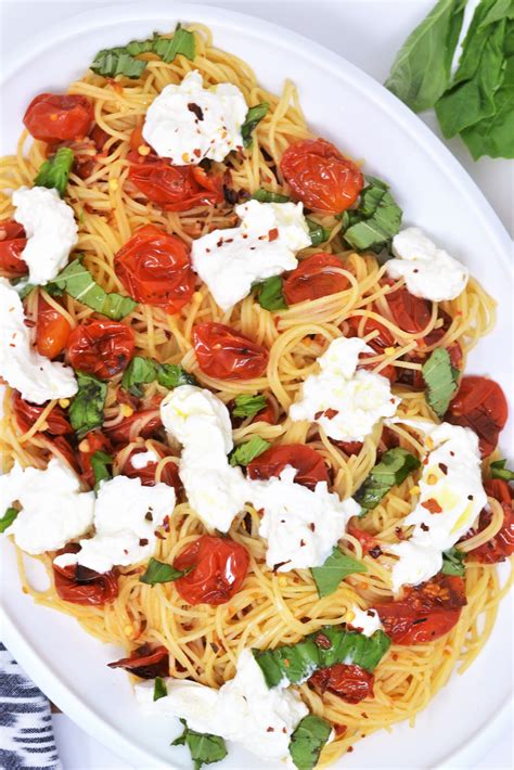 Pasta is not enough for all the tomatoes called for, and the dish needed more flavor), and found that this dish really. Angel Hair Pasta with Burrata and Roasted Tomatoes