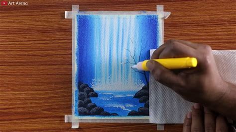 Easy Beautiful Waterfall Drawing For Beginners Drawing With Oil
