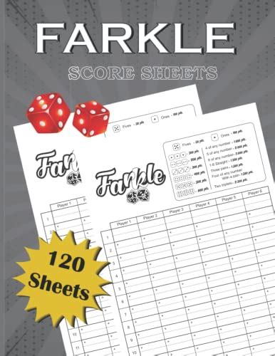 Farkle Score Sheets Large Score Pads For Scorekeeping Farkle Score