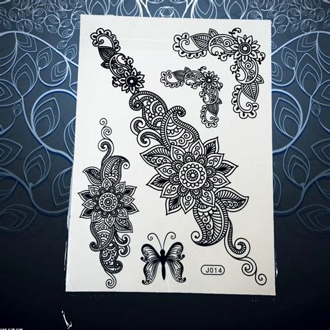 1pc sexy women wedding henna lace flash temporary tattoo sticker black mehndi flower arm sleeve