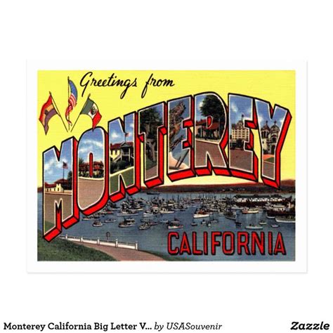 Monterey California Big Letter Vintage Postcard Monterey California
