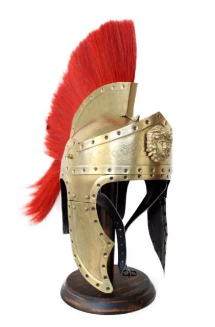 Medieval Brass Roman King Leonidas Spartan 300 Movie Helmet With Red