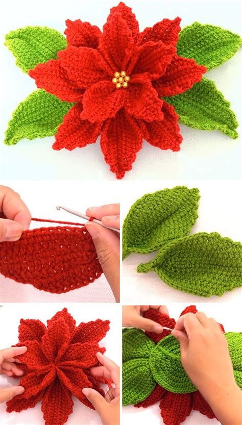 Crochet Poinsettia Flower To Make For Decor Crochet Flower Tutorial