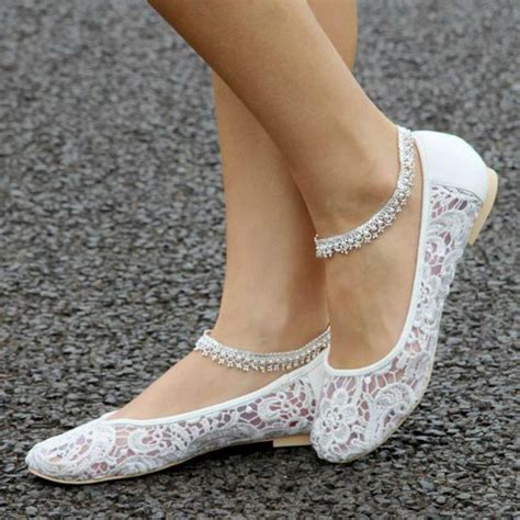 White Flat Bridal Shoes Wedding Wishes