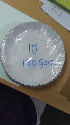 Round White Paper Plate 10inch For Utility Dishes Paper GSM 180 At