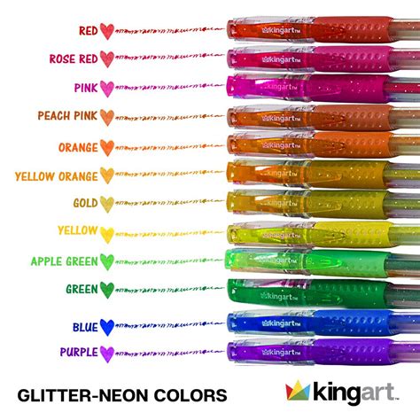 Kingart Soft Grip Glitter Gel Pens 25 Mm Ink Cartridge Set Of 30