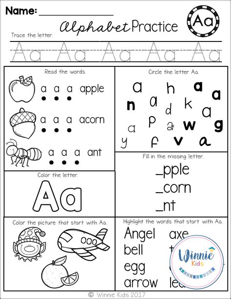 Alphabet review worksheets for preschool