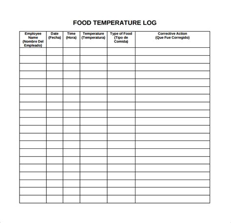 Notice there's a box for time & temperature to record each product every hour during prep and every 2 hours during. printable food temperature log That are Selective | Bailey ...