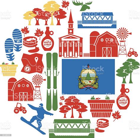 Vermont Icon Set Stock Illustration Download Image Now Covered