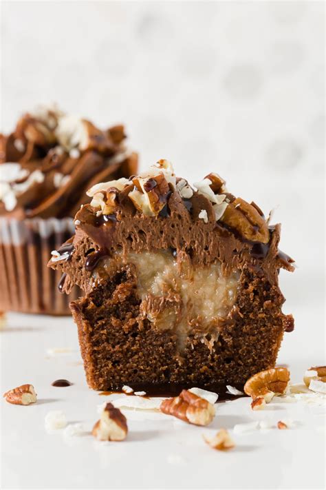 german chocolate cupcakes filled with german chocolate frosting