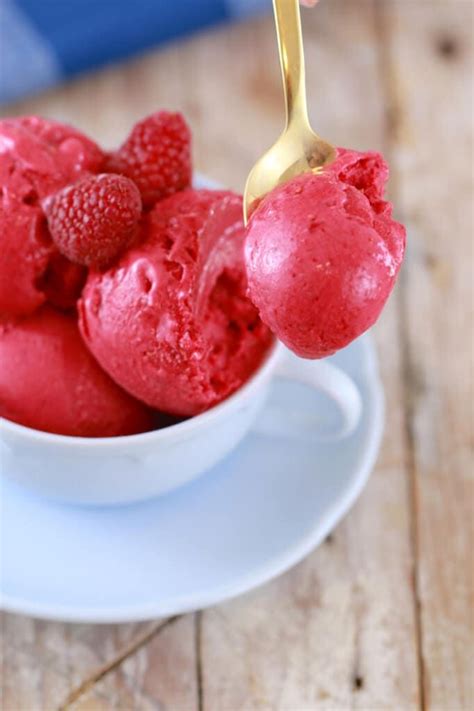 Homemade Raspberry Sorbet In 5 Minutes No Machine Gemmas Bigger