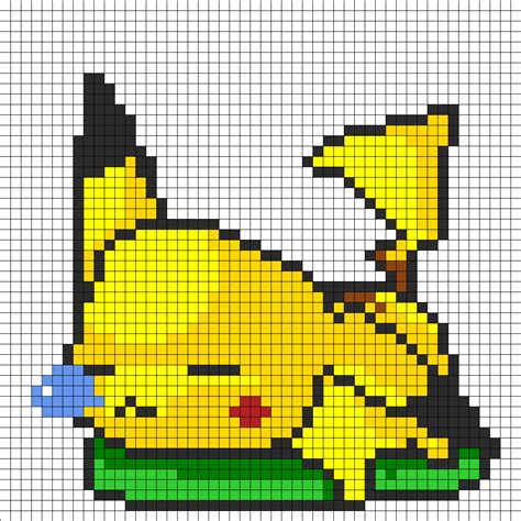 Sleepy Pikachu Kandi Pattern Pixel Art Pokemon Pixel Art Pattern