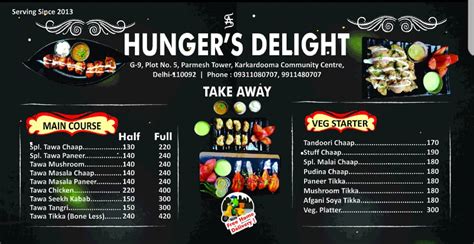 Hunger S Delight A New Delhi Foto Del Menu Con Prezzi Zomato