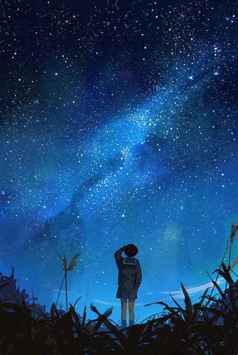 Galaxy anime wolves wallpapers on wallpaperdog. Atey ghailan 197 | Sky anime, Sky aesthetic, Night sky ...