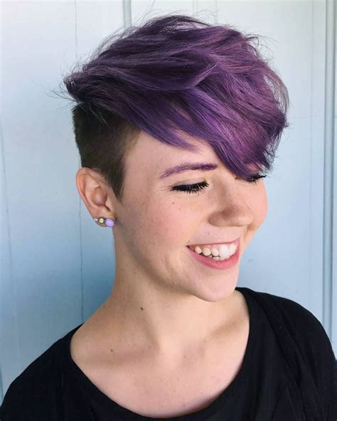 There is something about purple hair that just looks stunning. 20 Ideas of Trendy Pixie Haircuts With Vibrant Highlights