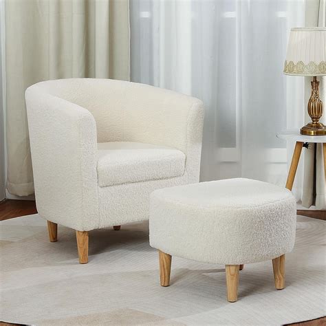 Sherpa Chair Accent Chair White Fluffy Chair Teddy Barrel Chair With